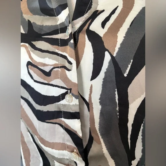 Papillon Abstract Print Button Down Blouse Small Long Sleeve - Picture 3 of 10